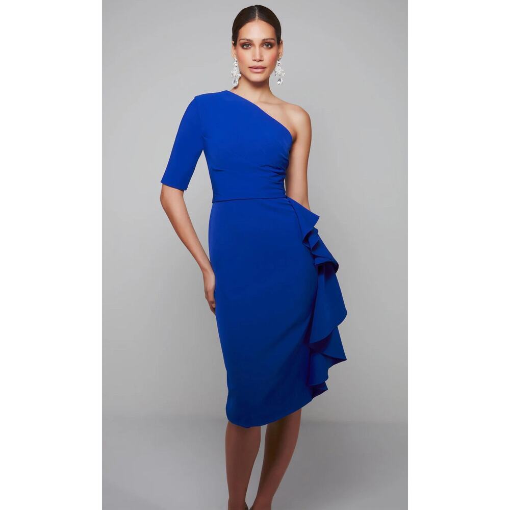 Alyce Paris 70006 One Shoulder Ruffle Sheath Dress Sz 18 Cocktail Wedding NWT